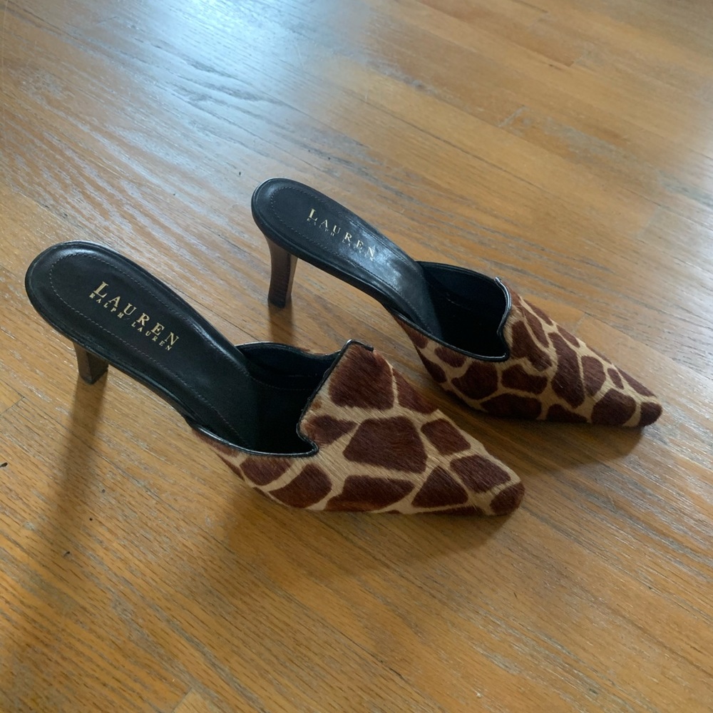 Vintage Ralph Lauren Giraffe Print Mules